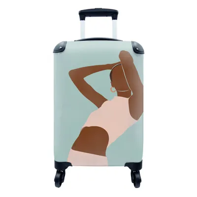 Produktbild von MuchoWow® Koffer Handgepäck Trolley Rollkoffer Kleine Reisekoffer mit 4 Rollen - Frau - Sommer - Abstrakt - Cabin Size < 55x40x23 cm & 55x40x20 cm - Fotokoffer - Kabinenkoffer - Boardgepäck - Reise-Box - Reisekoffer - Reisegepäck - Koffer mit Bild - Trolley für Kinder