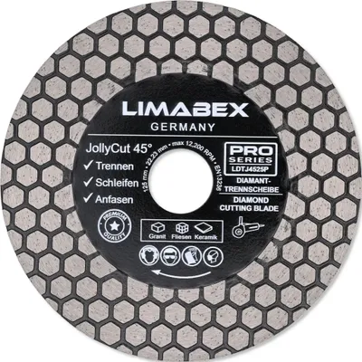 Produktbild von Diamanttrennscheibe 125 mm Keramik Fliesen Granit Jolly Cut 45 Trennen Schleifen Anfasen PRO Series