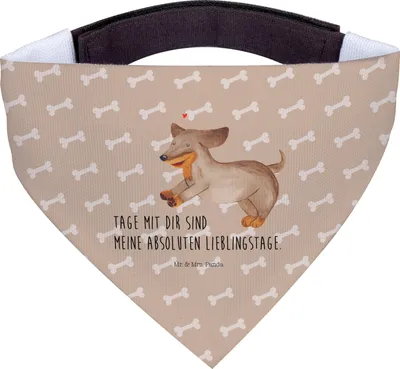 Produktbild von Mr. & Mrs. Panda Hund Halstuch Hund Dackel - Hundeglück - Geschenk, Sprüche, Hunde, Herz, Tuch, Bandana, Für, Braun