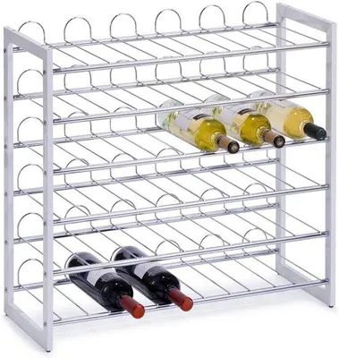 Image de Porte-bouteilles chromé pour 12 bouteilles - Métal blanc
