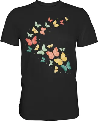 Produktbild von Farbenfrohe Bunte Schmetterling T-Shirt – Black / L
