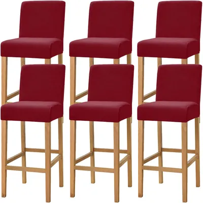 Barhocker-Bezüge aus Samt, 6er-Set, rutschfest, weinrot