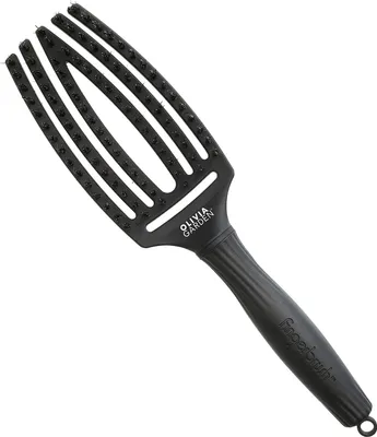 Produktbild von Olivia Garden Fingerbrush Care Iconic Boar & Nylon Full Black Haarbürste Medium