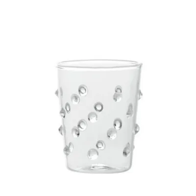 Produktbild von Zafferano Set mit 6 Junior-Partygläsern aus klarem Borosilikatglas mit bunter Polka-Dot-Dekoration zum Servieren von Likören und Saucen