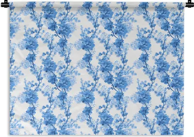 Produktbild von MuchoWow® Wandteppich Wandbehang Blumen - Blau - Hortensie 150x112.50 cm Tapisserie Dekoration Wandtuch - Wanddecke - Wandteppiche