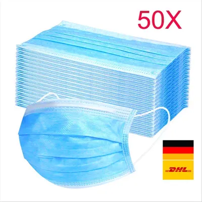 Produktbild von V-Calm®50Stück Einweg Atem Mundschutz 3-Lagig Maske Schutzmaske Gesichtsmaske Filter Masken Antibakterien