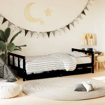 Produktbild von "im Angebot" Kinderbett mit Schubladen Schwarz 90x190 cm Massivholz Kiefer - Kinderbetten CC22911