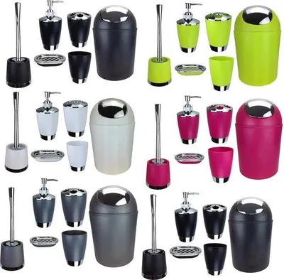 Immagine prodotto di Set di accessori da bagno da 6 pezzi: dispenser per sapone, scopino per WC, portascopino