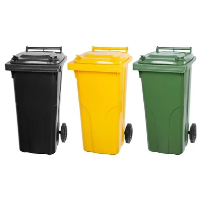 Produktbild von SuperSparSet 3x PROREGAL 2-Rad-Mülltonne MGB | HDPE-Kunststoff | 120 Liter Grau/Schwarz & Gelb & Grün