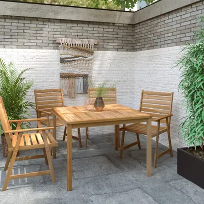Image de Maison Exclusive - Table à dîner de jardin 110x110x77 cm Bois de teck solide