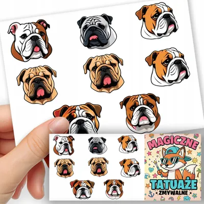 Produktbild von ABWASCHBARE KINDERTATTOOS TEMPORAER - Hunde Hund Rasse BULLDOG - 8 St.