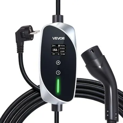 Obrázok produktu pre VEVOR Mobilná nabíjačka Wallbox, 3,6 kW, 16 A, nabíjací konektor typu 2, jednofázová nabíjačka s 6 m nabíjacím káblom, zástrčka Schuko (16 A), LCD displej, riadiaca jednotka IP66, napájanie pre elektrické vozidlá