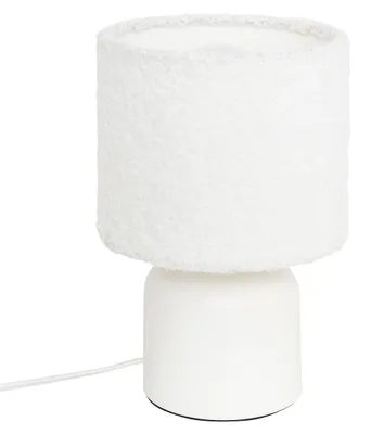 Produktbild von Keramische Tischlampe BONA mit Bouclé Lampenschirm, Ø 14 cm