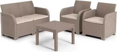 Produktbild von Gartenmöbel Set, Allibert by KETER SanRemo, 4 Personen, Cappuccino, Rattan Optik
