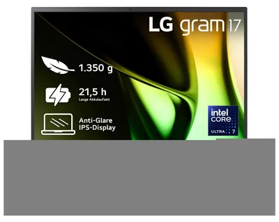 Image de LG Gram 17Z90S-G Intel Core Ultra 7 155H Laptop 43.2 cm (17") WQXGA 32 GB LPDDR5x-SDRAM 2 TB SSD Wi-Fi 6E (802.11ax) Windows 11 Home Grey