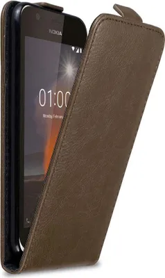 Produktbild von Cadorabo Hülle für Nokia 1 2018 Schutz Hülle in Braun Flip Etui Handyhülle Case Cover