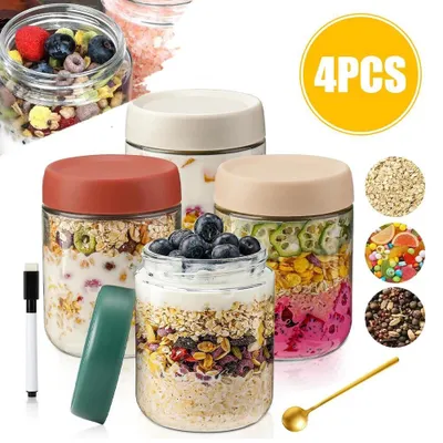Produktbild von 4er Set Einmachgläser 500ml mit Schraubdeckel Deckel Glas Vorratsgläser Gläser