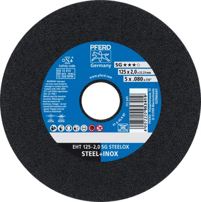 Produktbild von PFERD TOOLS Trennscheibe EHT 125x2,0x22,23 mm gerade Leistungslinie SG STEELOX für Stahl/Edelstahl