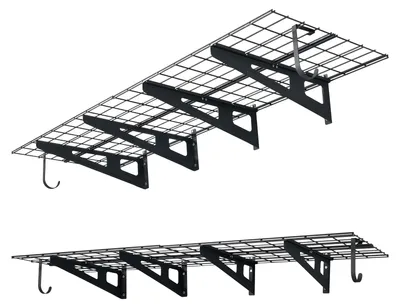 Obrázek produktu pro VEVOR Sada 2 regálů do garáže, rozměry 1828x615x206 mm, úložný prostor pro nářadí, nosnost 227 kg na polici. Držák nářadí s háčky, rozměry 1828x615 mm. Police, úložné regály, kovový regál, organizér nářadí, nástěnné police