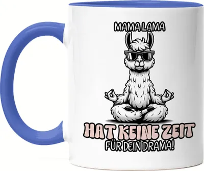 Produktbild von Mama Lama Keine Zeit für dein Drama Tasse Blau Meditation Worklife Balance