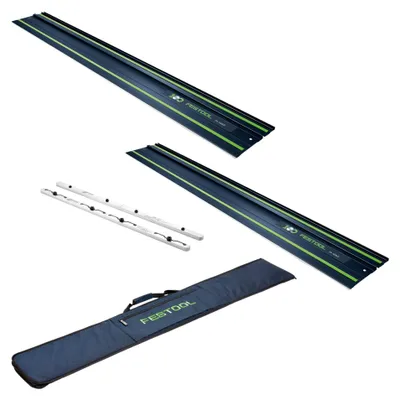 Produktbild von Festool 2x FS 1400/2 BL Führungsschiene 1400 mm Blau ( 2x 578246 ) 100Y Jubiläums Edition + FSV/2 Verbindungsstück + FS-BAG Tasche