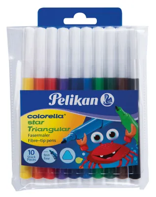 Immagine prodotto di Penne in fibra Colorella® Star Triangular C303, assortite, confezione da 10 pz