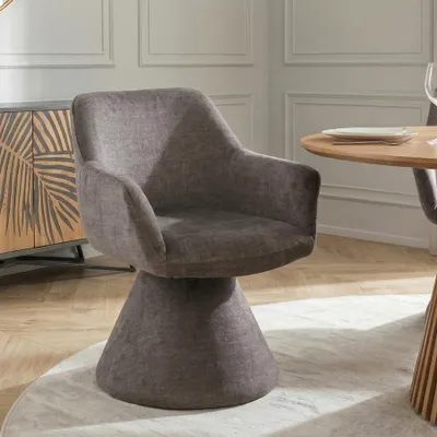 Produktbild von riess-ambiente Esszimmerstuhl AMBIENTO grau Vogue Velours Samt 180° drehbar mit Auto-Return-Funktion