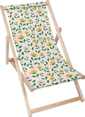 Produktbild von Dreamroots Liegestuhl klappbar Holz, Buchenholz bis zu 130 kg, Sonnenliege klappbar mit 3-stufiger Neigungsregulierung der Rückenlehne, Flower Market