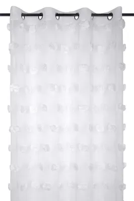Obrázok produktu pre STOF | Záclona - 140x260 cm - Biela - Elegantné bambuľky - Ľahká a ľahko udržiavateľná