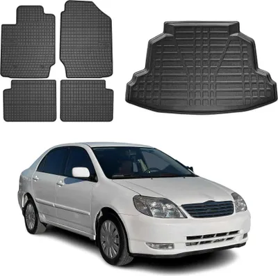 Obrázek produktu pro Sada podlahových rohoží a vložek do kufru pro Toyotu Corollu kombi 2002-2007 guma TPE 5x
