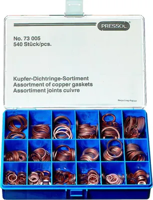 Zdjęcie produktu dla Zestaw miedzianych pierścieni uszczelniających Pressol, 540 części