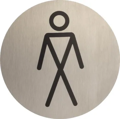 Produktbild von DOMINO WC Schild Selbstklebend 6,5 cm | Toilettenschilder Herren WC | Türschild Gäste | Idealer WC Aufkleber | Toiletten Schild | WC-Schilder für Büros, Restaurants | Farbe: INOX