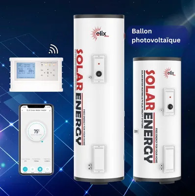 Image de Elix PV 200 L Chauffe eau Solaire Photovoltaïque – Boiler PV DC avec Réservoir d’eau chaude (sans MPPT, DC 1500W)