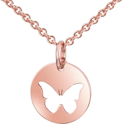 Produktbild von MATERIA Halskette mit Anhänger Schmetterling Rosegold Kette 925er Silber Damen Schmuck 42+5cm #KA-447