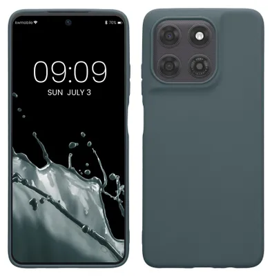 Produktbild von kwmobile Hülle für Motorola Moto G37 Power TPU Case - Handyhülle unterstützt kabelloses Laden, flexible Schutzhülle, gummiertes Cover in Dunkler