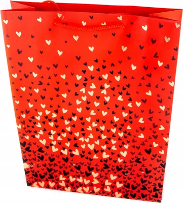 Produktbild von Geschenktüte Herzen Groß 31x42cm - Romantische Papiertragetasche für Valentinstag & Liebe