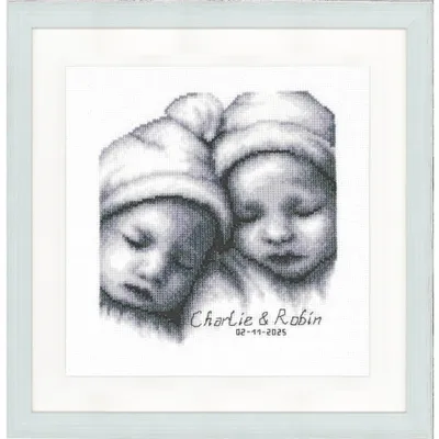 Immagine prodotto di Kit per ricamo a punto croce Vervaco "Gemelli", 20x21 cm