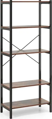 Produktbild von Multifunktionales Aufbewahrungsregal, Küchenregal mit 5 Ablagen, Standregal mit Kippschutz & Metallrahmen, Lagerregal, 66 x 34 x 161cm