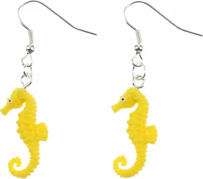 Produktbild von Seepferdchen Ohrringe Miniblings Hänger Seepferd Meer Ozean Aquarium Gummi gelb