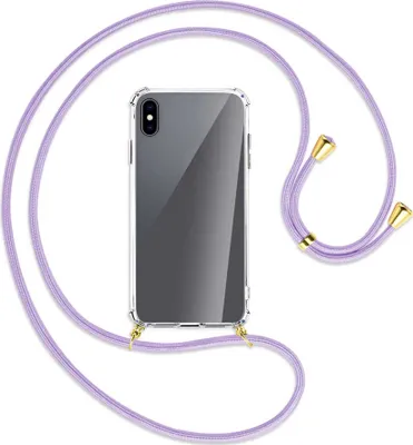 Produktbild von Handykette Backcover-Schutzhülle mit Band (Metall goldfarben) für Apple iPhone XS Max - violett