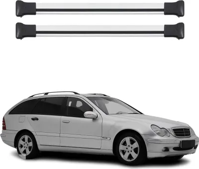 Image de Barres de toit transversales pour Mercedes Classe C S203 2000-2007 Alu Gris