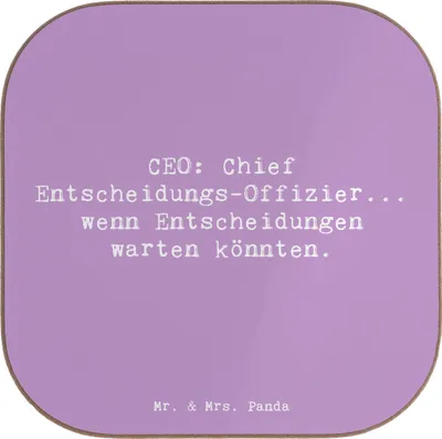 Produktbild von Mr. & Mrs. Panda Untersetzer Tasse Spruch CEO Entscheidungen - Lavendeltraum - Geschenk, Tischschoner, Beruf, Geschäftsleitung, Unternehmensführung, Coaster, Humor, Glas