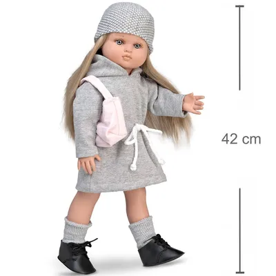 Puppe Martha 42 cm mit langen blonden Haaren zum Frisieren & Bekleidung Spielzeug für Kinder Spielpuppe Babypuppe Spielwaren Geschenk für Kinder Puppenmama