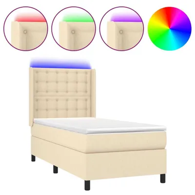 Produktbild von Boxspringbett mit Matratze & LED Creme 80x200 cm Stoff