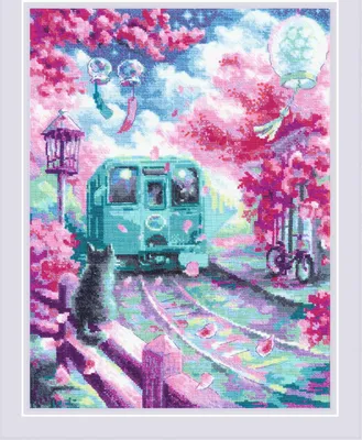 Produktbild von Riolis Kreuzstich Stickpackung "Frühlingsexpress", Zählmuster, 30x40cm