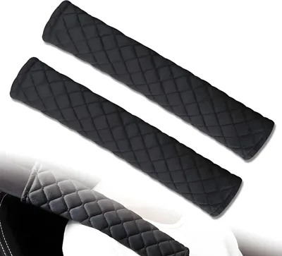 Productafbeelding van Gordelbeschermers - Schouderkussens Gordelhoes - Comfortabel Rijden - Ademend Pluche Materiaal - 2 stuks - Zwart