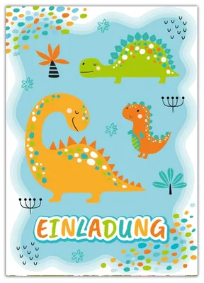 12 Dinosaurier-Einladungskarten für Kindergeburtstag