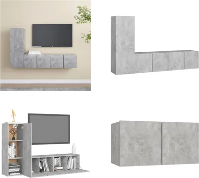 Produktbild von vidaXL 3 tlg. TV Schrank Set Betongrau Holzwerkstoff - TV-Schrank-Set - TV-Schrank-Sets - Hängendes TV-Schrank-Set - Hängende TV-Schrank-Sets