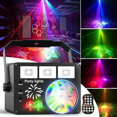 Productafbeelding van 3-in-1 discobal, DJ-discolamp, feestlicht met muziekbesturing, RGB-stroboscoop, spraakgestuurde feestlamp met USB-aansluiting, geschikt voor feesten, clubs, Halloween