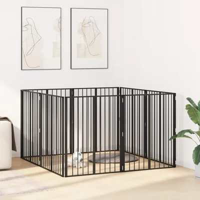 Produktbild von Hundetor 8 pcs Schwarz 80 x 100 cm Verzinkter Stahl - Sonstiges Hundezubehör DE1959